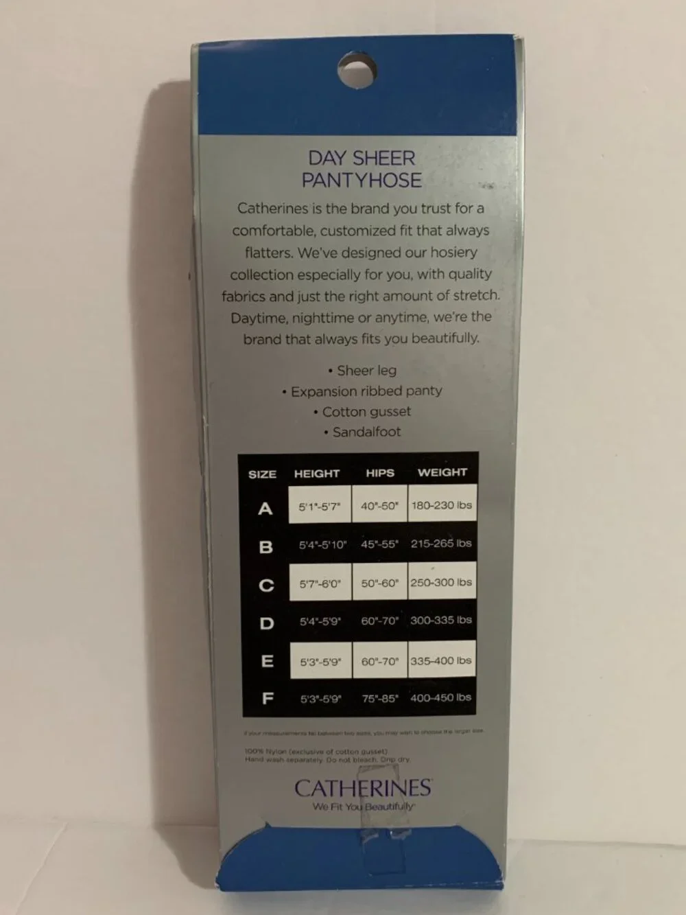 Catherines Pantyhose Day Sheer Hosiery Ribbed Panty Nylon Coffee Brown Plus Sz D